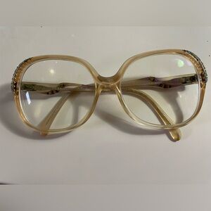 Vintage oversized clear rhinestone eyeglasses made in France